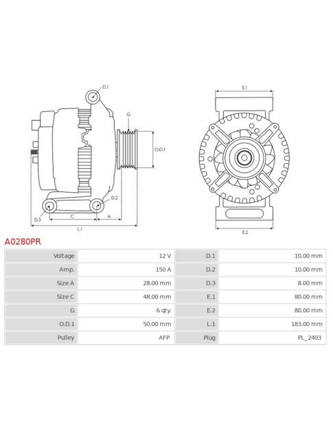 Generátor - A0280PR