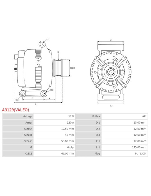 Generátor - A3129(VALEO)