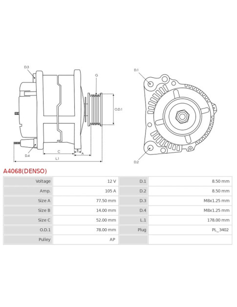 Generátor - A4068(DENSO)