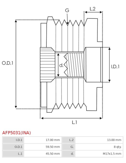 Generátor szabadonfutó szíjtárcsák - AFP5031(INA)