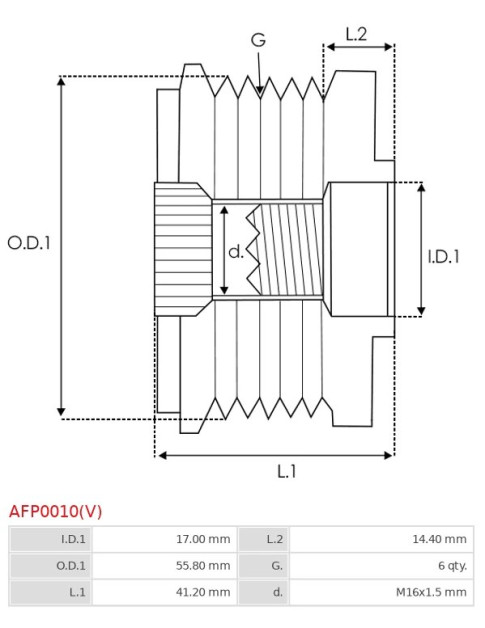 Generátor szabadonfutó szíjtárcsák - AFP0010(V)