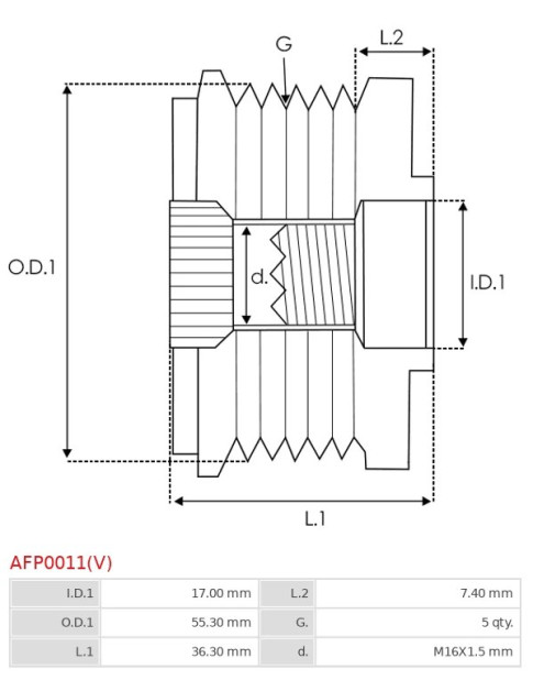 Generátor szabadonfutó szíjtárcsák - AFP0011(V)