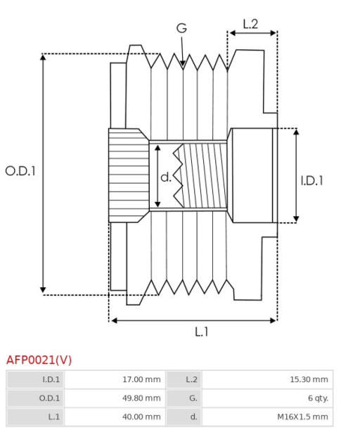 Generátor szabadonfutó szíjtárcsák - AFP0021(V)