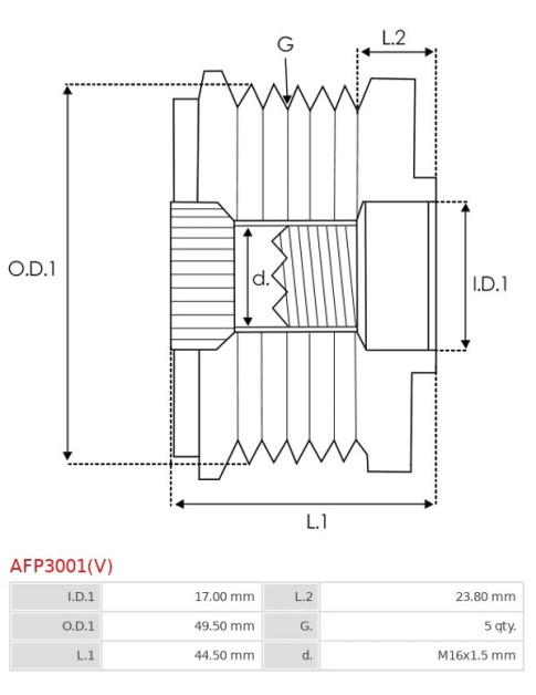 Generátor szabadonfutó szíjtárcsák - AFP3001(V)