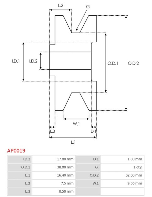 Generátor szíjtárcsák - AP0019