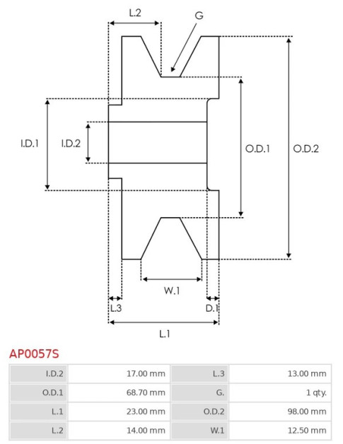 Generátor szíjtárcsák - AP0057S