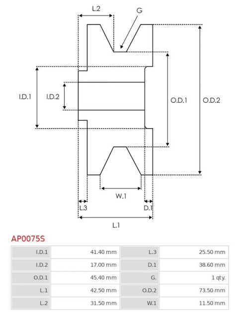 Generátor szíjtárcsák - AP0075S