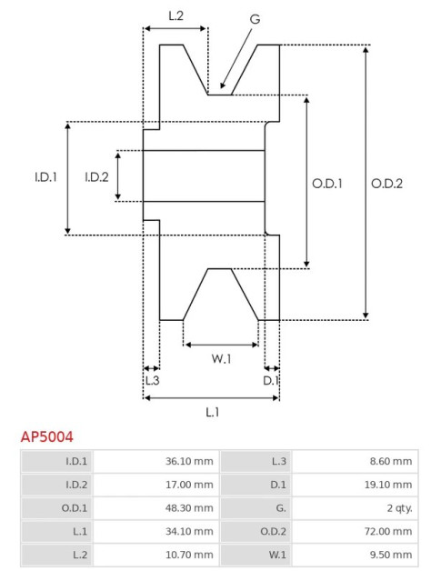 Generátor szíjtárcsák - AP5004