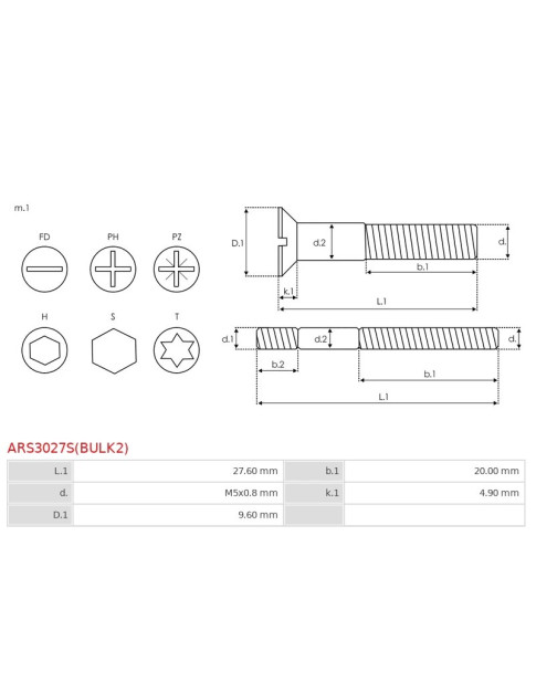 Csavarjai - ARS3027S(BULK2)