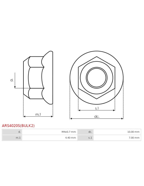 Anyacsavarok - ARS4020S(BULK2)