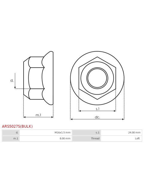 Anyacsavarok - ARS5027S(BULK)