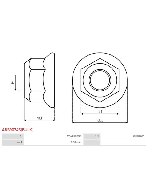 Anyacsavarok - ARS9074S(BULK)