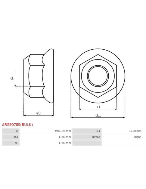 Anyacsavarok - ARS9078S(BULK)