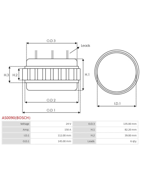 Generátor tekercselések - AS0090(BOSCH)