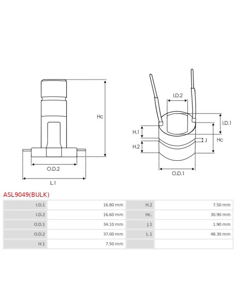 Generátorok kommutátorai - ASL9049(BULK)