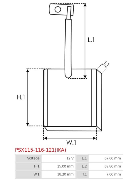 Indítómotorok keféi - PSX115-116-121(IKA)