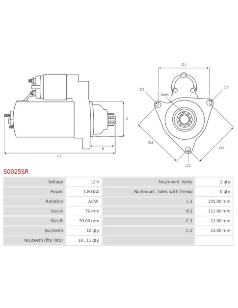 Indítómotor - S0025SR