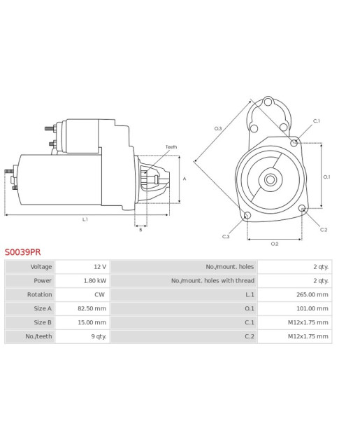 Indítómotor - S0039PR