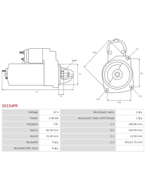 Indítómotor - S0154PR