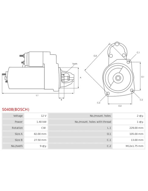 Indítómotor - S0408(BOSCH)