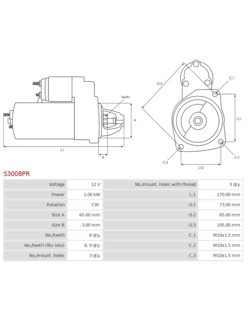 Indítómotor - S3008PR