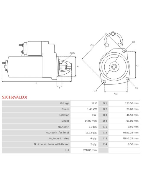 Indítómotor - S3016(VALEO)