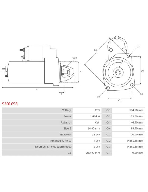 Indítómotor - S3016SR