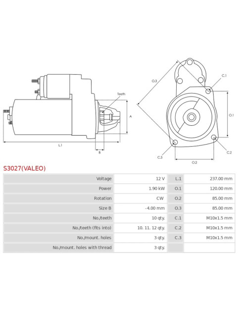 Indítómotor - S3027(VALEO)