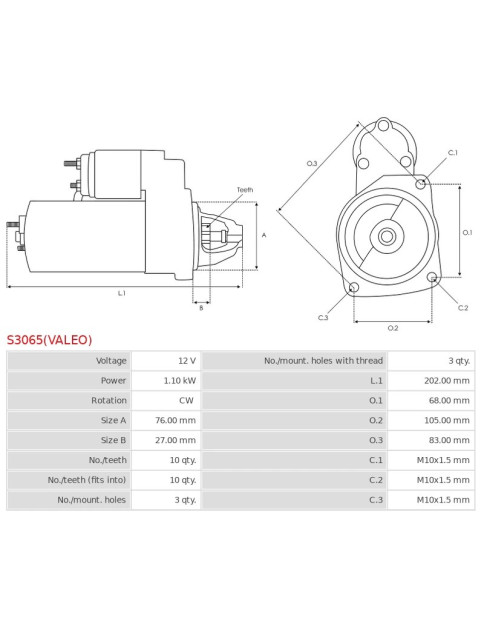 Indítómotor - S3065(VALEO)