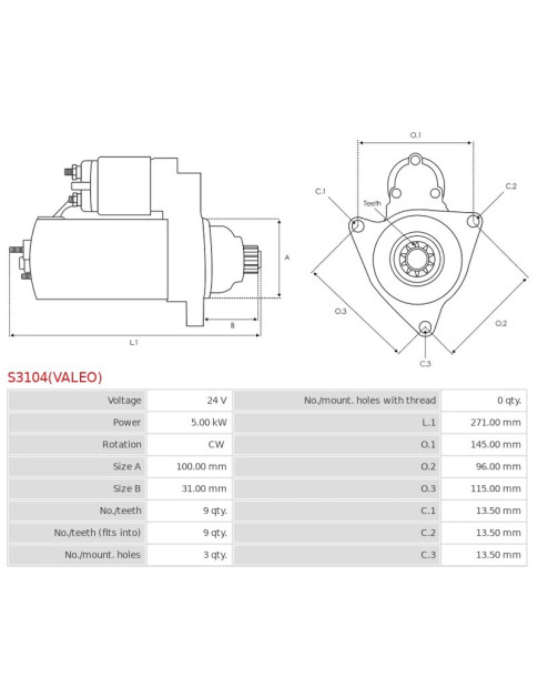 Indítómotor - S3104(VALEO)