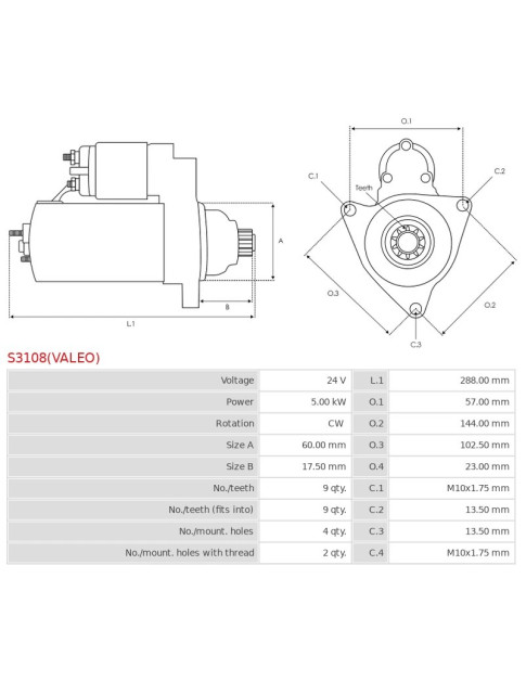 Indítómotor - S3108(VALEO)