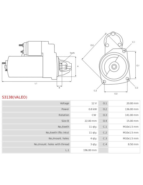 Indítómotor - S3138(VALEO)