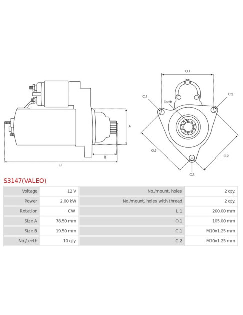 Indítómotor - S3147(VALEO)