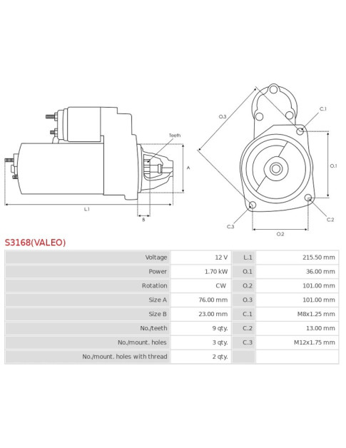 Indítómotor - S3168(VALEO)