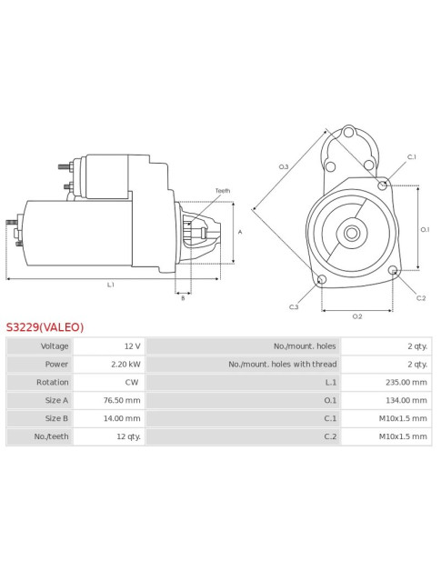 Indítómotor - S3229(VALEO)