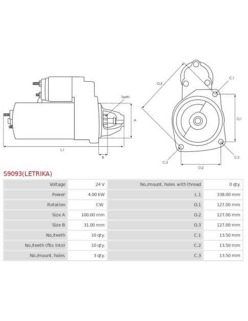 Indítómotor - S9093(LETRIKA)