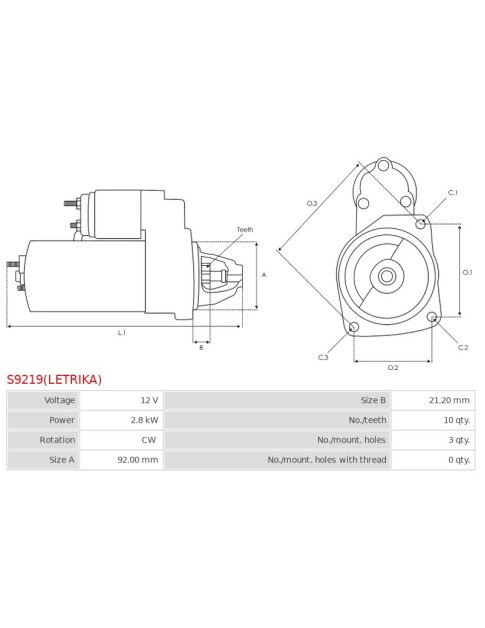 Indítómotor - S9219(LETRIKA)