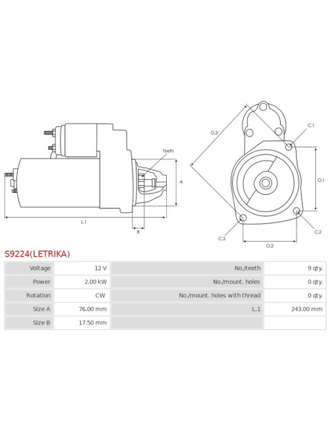 Indítómotor - S9224(LETRIKA)