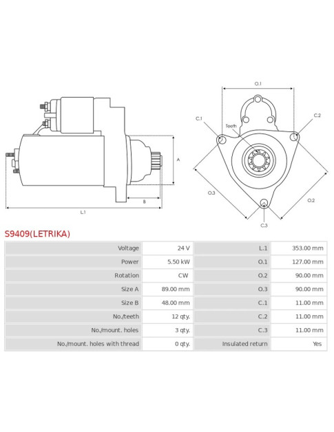 Indítómotor - S9409(LETRIKA)