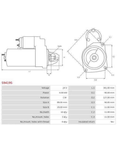 Indítómotor - S9419S