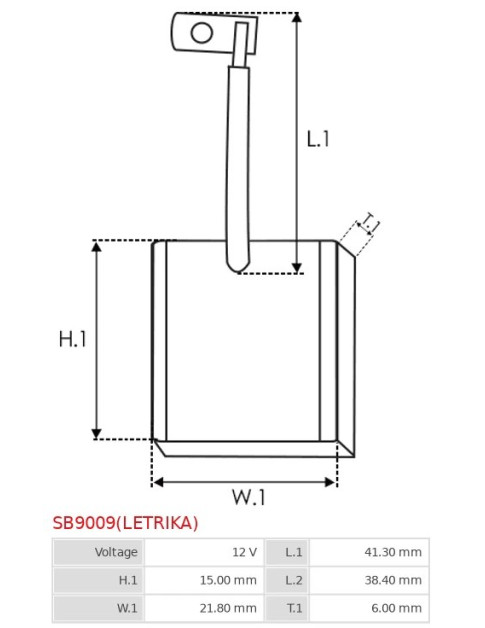 Indítómotorok keféi - SB9009(LETRIKA)