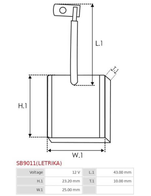 Indítómotorok keféi - SB9011(LETRIKA)