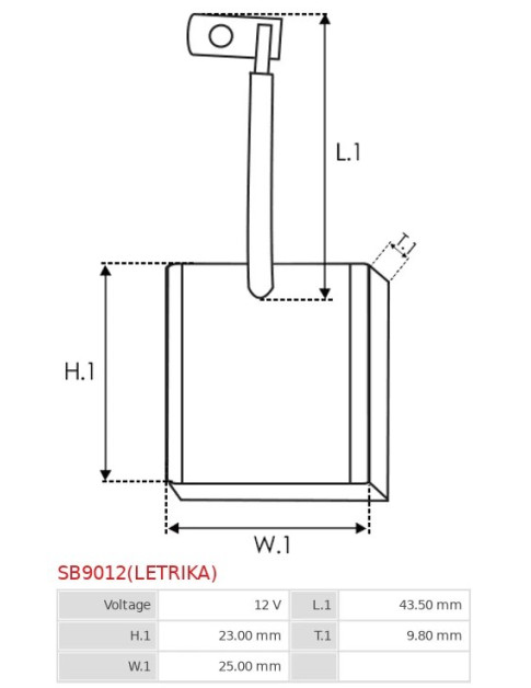 Indítómotorok keféi - SB9012(LETRIKA)