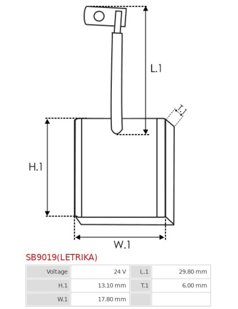 Indítómotorok keféi - SB9019(LETRIKA)