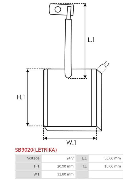 Indítómotorok keféi - SB9020(LETRIKA)