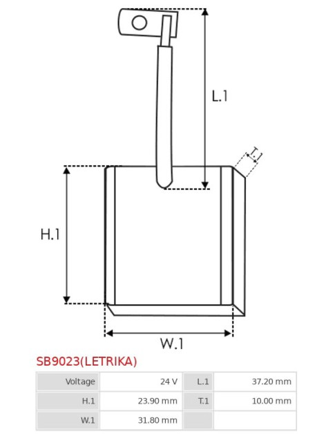 Indítómotorok keféi - SB9023(LETRIKA)