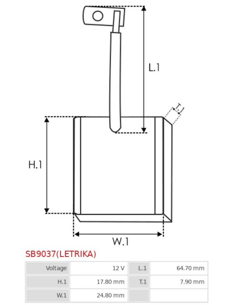 Indítómotorok keféi - SB9037(LETRIKA)