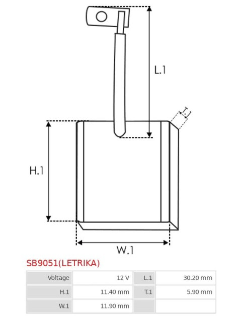 Indítómotorok keféi - SB9051(LETRIKA)