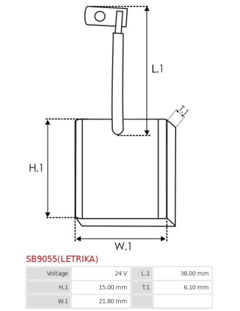 Indítómotorok keféi - SB9055(LETRIKA)