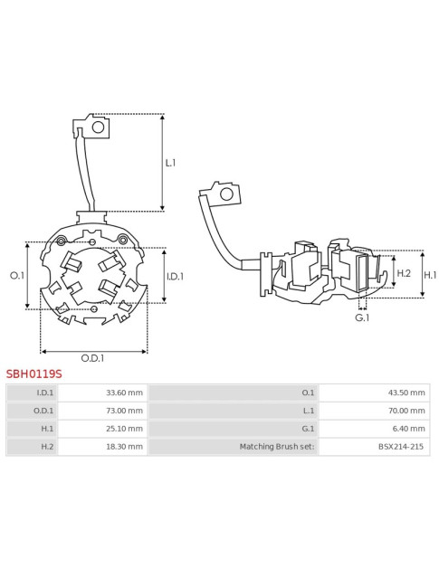 Indítómotorok kefetartói - SBH0119S